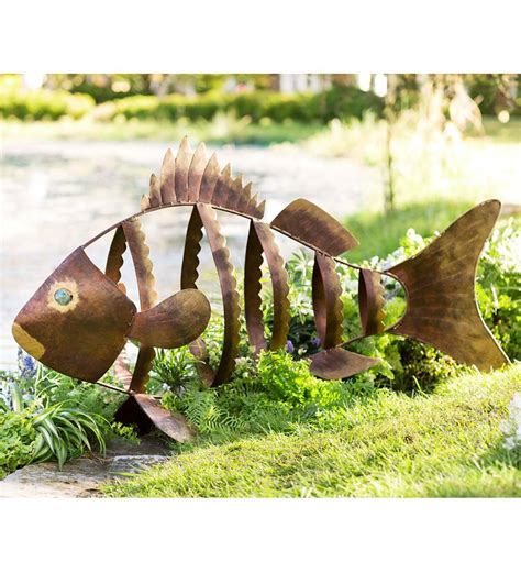 sheet metal fish art|outdoor metal fish sculptures.